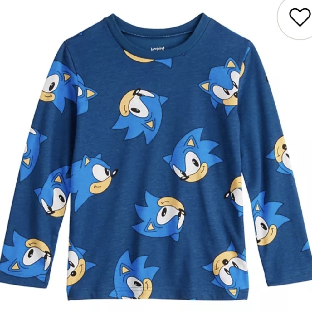 🌻 NWT Sonic The Hedgehog Boys Navy Blue Long Sleeve Shirt Size 4